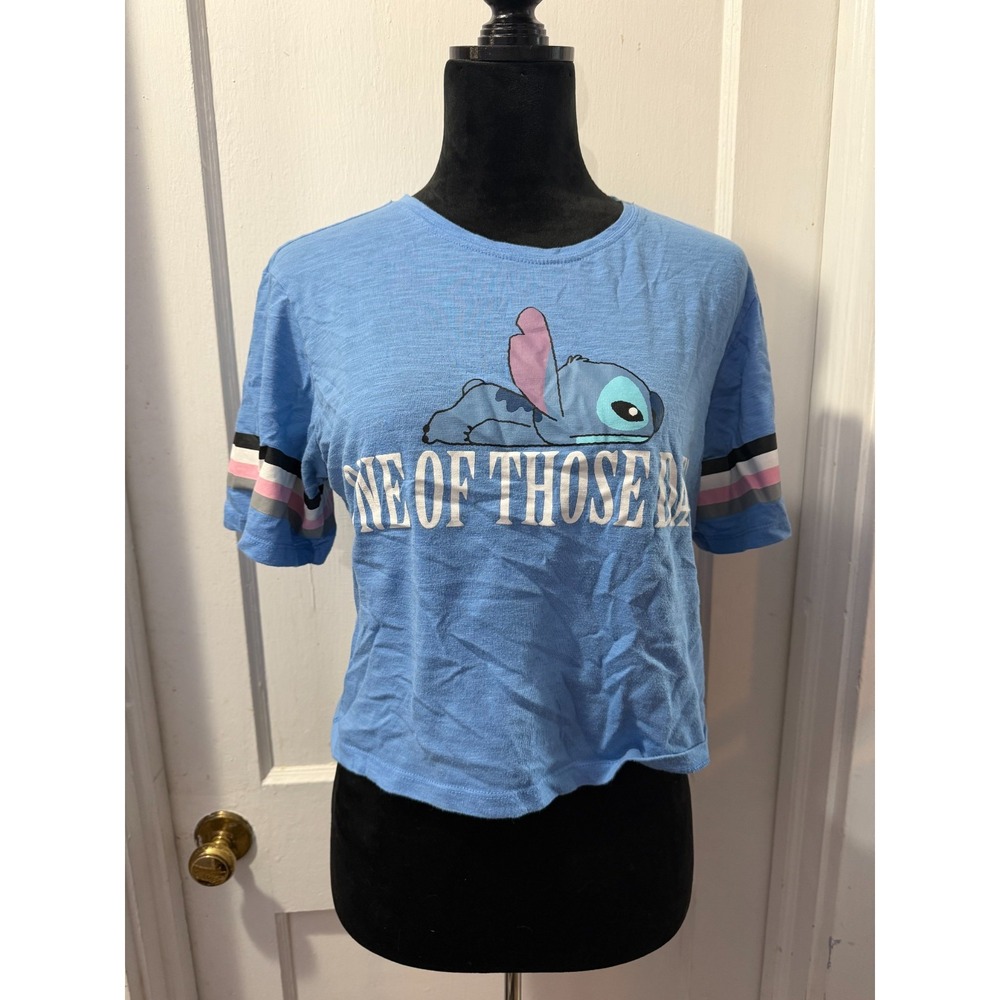 Disney Stitch Blue Graphic Short Sleeve Crop Top in‎ L
